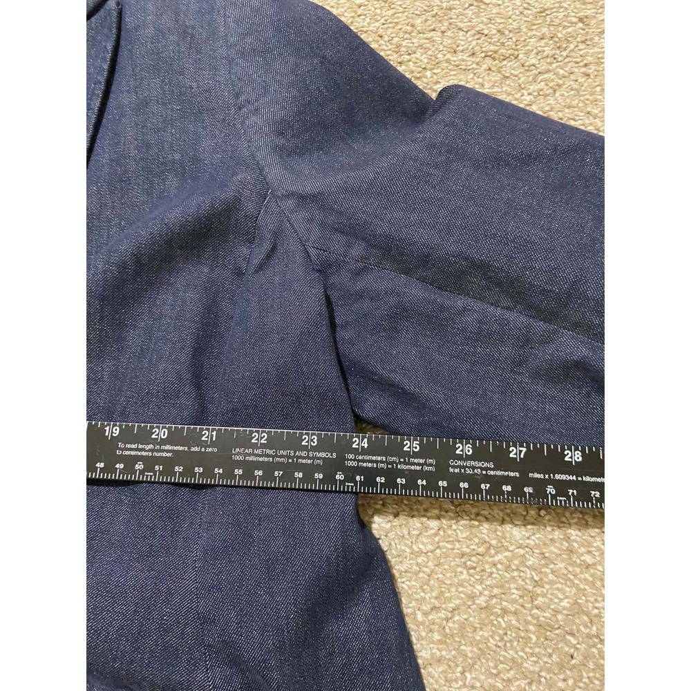 Talbots Plus Petite Indigo Denim Blazer Jacket Blue Single Button Lined Size 2XP - Picture 8 of 10